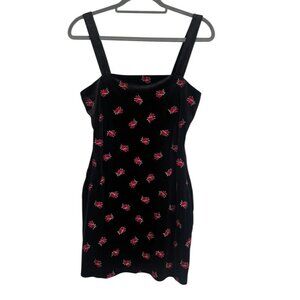 Forever 21 Floral Velour Tank Mini Dress Black M Festival Romantic Whimsical